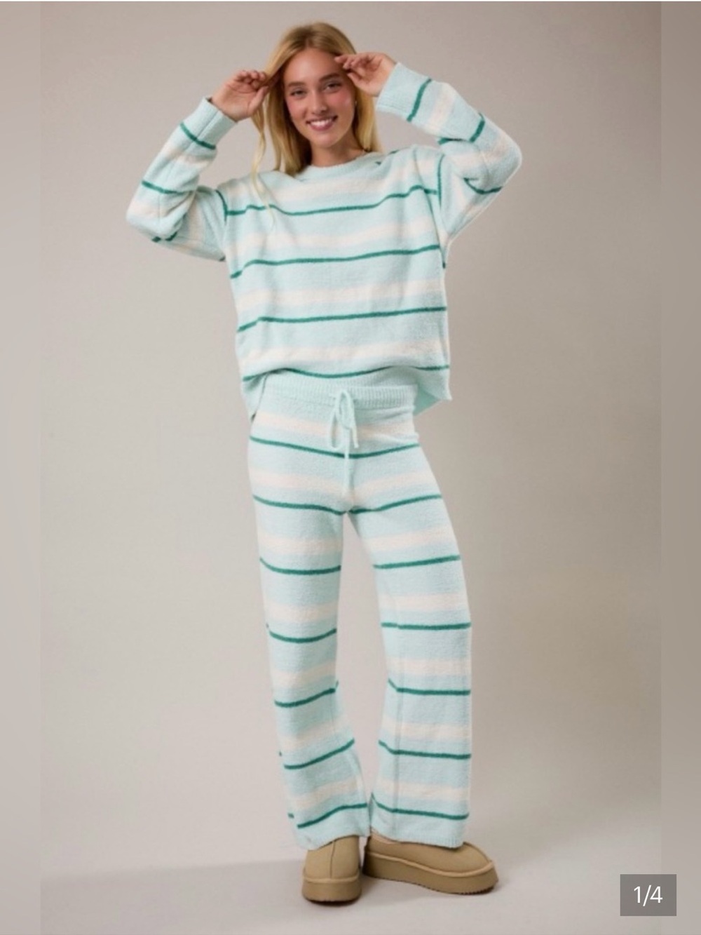 Le Lis Mint and White Striped Set